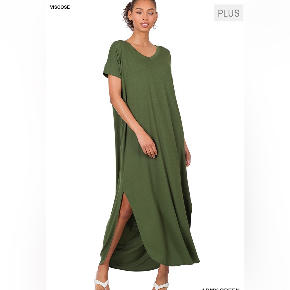 BN Zenana Premium V Neck Short Sleeve Maxi Dress Size Various - Picture 9 of 12